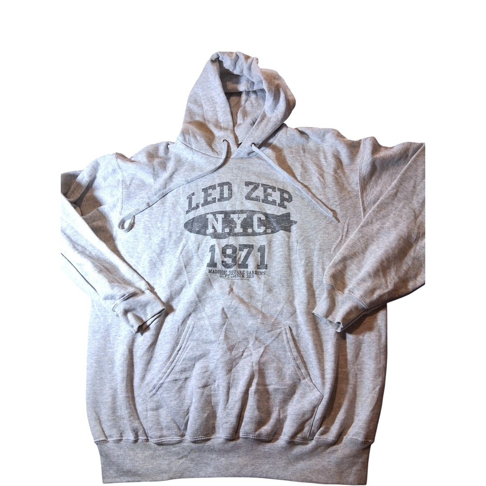 Led Zeppelin NYC 1971 Madison Square Garden Hoodie‎ Gray XL Fruit Of The Loom